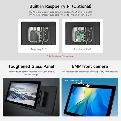 Industrial HMI All-in-one Touch Display for Raspberry Pi 5 4, 10.1inch Screen Monitor, Dual 4K HDMI Output, 10-Point Touch @XYGStudy (RPI-HMI-101D-ACCE-B) in Kuwait