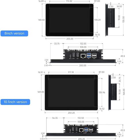 Industrial HMI All-in-one Touch Display for Raspberry Pi 5 4, 10.1inch Screen Monitor, Dual 4K HDMI Output, 10-Point Touch @XYGStudy (RPI-HMI-101D-ACCE-B) in Kuwait