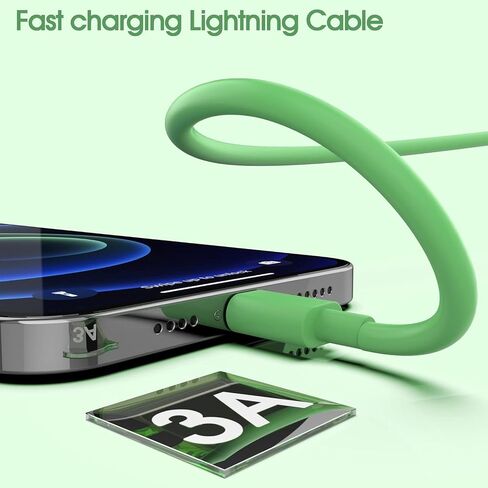 2Pack 6ft Phone Charger Lig-ning Cable Fast Charging High Speed USB Compatible Phone 14/13/12/11 Pro Max/XS MAX/XR/XS/X (Light Green) in Saudi Arabia