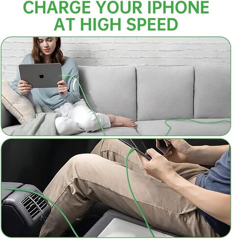 2Pack 6ft Phone Charger Lig-ning Cable Fast Charging High Speed USB Compatible Phone 14/13/12/11 Pro Max/XS MAX/XR/XS/X (Light Green) in Saudi Arabia