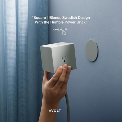 قطاع طاقة Avolt Square 1 مع شحن سريع USB-C وسلك تمديد بطول 5.9 قدم | تصميم إسكندنافي مبدع | 3 منافذ من النوع B، قاعدة مغناطيسية | الفائز بجائزة Red Dot (بلوط أخضر، USB C - 5.9 قدم) in Kuwait