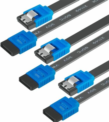 كابل SATA III، 3 حزم كابل SATA III 6 جيجابت في الثانية كابل بيانات HDD SDD مستقيم مع مزلاج قفل 18 بوصة متوافق مع SATA HDD وSSD ومحرك الأقراص المضغوطة وكاتب الأقراص المضغوطة - أسود in Kuwait
