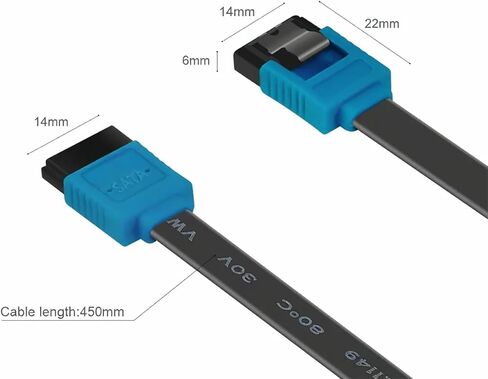 كابل SATA III، 3 حزم كابل SATA III 6 جيجابت في الثانية كابل بيانات HDD SDD مستقيم مع مزلاج قفل 18 بوصة متوافق مع SATA HDD وSSD ومحرك الأقراص المضغوطة وكاتب الأقراص المضغوطة - أسود in Kuwait