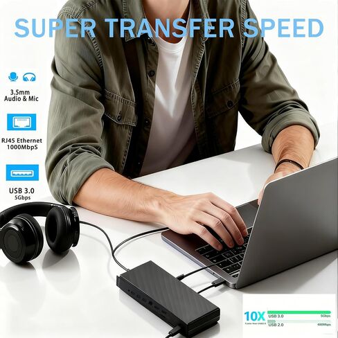 قاعدة إرساء عالمية 9 في 1 مع شاشتين (1MK33AA#ABA) متوافقة مع محطة إرساء عالمية HP (1MK33AA#ABA) USB C Hub مع 2xDP، وRJ45، وMax 90W PD، و3xUSB 2.0، و1xUSB-C in Kuwait