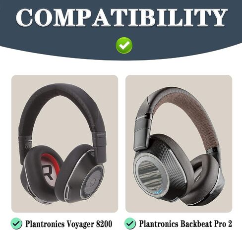 وسائد الأذن البديلة المتوافقة مع سماعات الرأس Plantronics Voyager 8200 UC/Plantronics Backbeat Pro2، وسائد الأذن لسماعات الرأس، وأجزاء إصلاح غطاء أكواب الأذن - أسود in Saudi Arabia