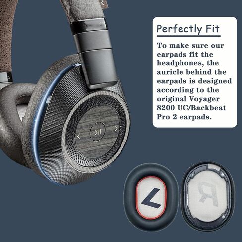 وسائد الأذن البديلة المتوافقة مع سماعات الرأس Plantronics Voyager 8200 UC/Plantronics Backbeat Pro2، وسائد الأذن لسماعات الرأس، وأجزاء إصلاح غطاء أكواب الأذن - أسود in Saudi Arabia