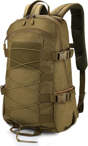 25L Hiking Backpack Small Tactical Backpack Daypack Camping Trekking Hunting Molle Pack for Men Women, Khaki in Saudi Arabia