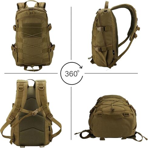 25L Hiking Backpack Small Tactical Backpack Daypack Camping Trekking Hunting Molle Pack for Men Women, Khaki in Saudi Arabia