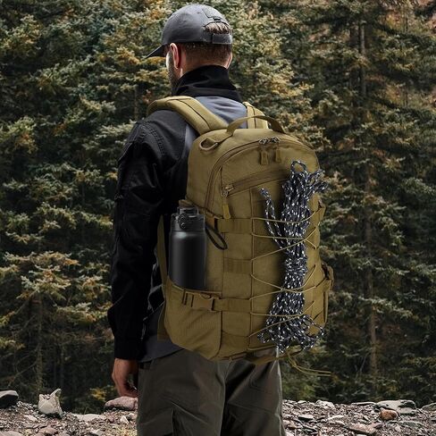 25L Hiking Backpack Small Tactical Backpack Daypack Camping Trekking Hunting Molle Pack for Men Women, Khaki in Saudi Arabia