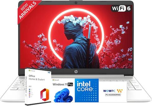 كمبيوتر محمول HP 2026 جديد للأعمال والطلاب مقاس 15.6 بوصة متضمن مع معالج Microsoft Office Intel القوي، وذاكرة وصول عشوائي 32 جيجابايت، ومحرك أقراص SSD سعة 1 تيرابايت، وتصميم هادئ للغاية، وعمر بطارية طويل، وWi-Fi 6، وBluetooth 5، وWindows 11 Pro in Kuwait