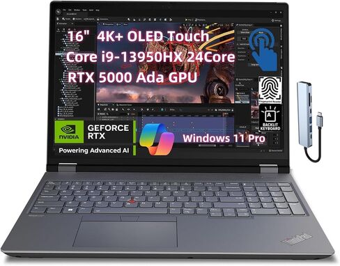 Lenovo ThinkPad P16 Gen 2 Workstation 16 بوصة (3840x2400) 4K+ OLED Touch Core i9-13950HX 128 جيجا رام 4 تيرابايت SSD، RTX 5000 Ada 16 جيجا AI GPU Win 11 Pro (متجدد) in Kuwait