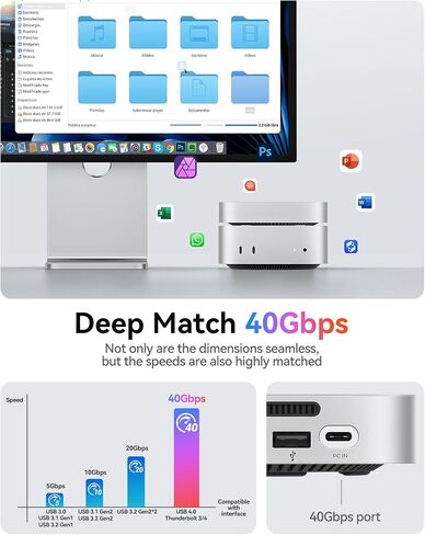 ORICO MiniMate Pro+ 40 جيجابت في الثانية Mac mini M4 Docking Stand & Hub مع 1 تيرابايت NVMe SSD مدمج (غير قابل للإزالة) Mac mini M4 وM4 Pro 2025، قاعدة USB4 من الألومنيوم، إدخال/إخراج صوتي 3.5 مم، 2 × USB-A، متوافق مع USB4 in Kuwait