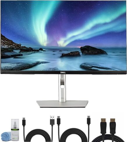 شاشة كمبيوتر Dell P2725QE 4K UHD مقاس 27 بوصة مزودة بمحور USB-C وكابلات USB (طراز جديد) | شاشة IPS، توصيل طاقة 90 وات، حامل قابل للتعديل + كابل HDMI + مجموعة تنظيف in Saudi Arabia