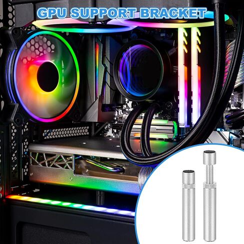 PATIKIL 74-120mm GPU Support Bracket, Graphics Card GPU Stand Brace Video Card Holder with Magnet with Bubble Spirit Level for Home Office Internet Cafes, Silver in Saudi Arabia