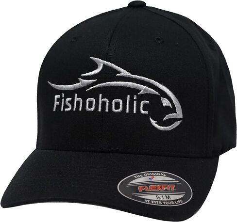 Fishoholic Baseball Fishing Hat – Flexible Fitted - Embroidered Logo, Semi-Fitted, S/M & L/XL Sizes – Fishing Enthusiast Gift in Saudi Arabia
