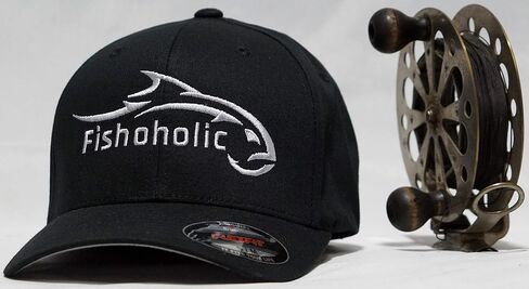 Fishoholic Baseball Fishing Hat – Flexible Fitted - Embroidered Logo, Semi-Fitted, S/M & L/XL Sizes – Fishing Enthusiast Gift in Saudi Arabia