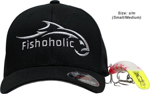Fishoholic Baseball Fishing Hat – Flexible Fitted - Embroidered Logo, Semi-Fitted, S/M & L/XL Sizes – Fishing Enthusiast Gift in Saudi Arabia