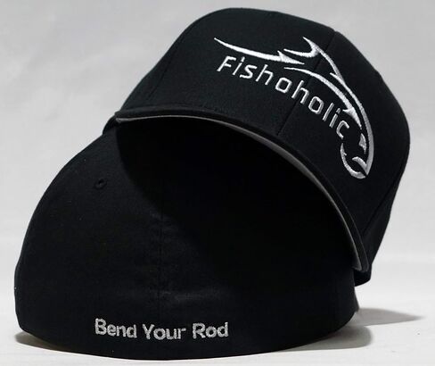 Fishoholic Baseball Fishing Hat – Flexible Fitted - Embroidered Logo, Semi-Fitted, S/M & L/XL Sizes – Fishing Enthusiast Gift in Saudi Arabia