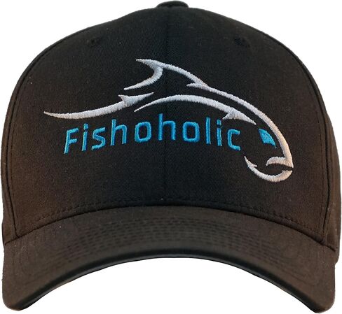 قبعة صيد البيسبول Fishholic - ملائمة مرنة - شعار مطرز، شبه جاهزة، مقاسات S/M وL/XL - هدية لعشاق الصيد in Kuwait