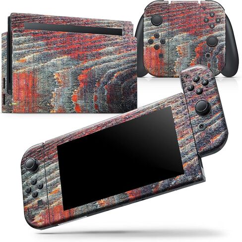 Design Skinz - Compatible with Nintendo DSi XL - Skin Decal Protective Scratch-Resistant Removable Vinyl Wrap Cover - Grungy Orange and Teal Dyed Wood Surface in Saudi Arabia