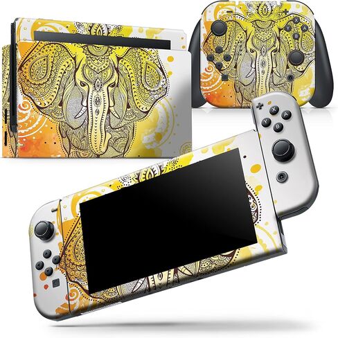 Design Skinz - متوافق مع Nintendo DSi XL - ملصق حماية من الجلد مقاوم للخدش وقابل للإزالة من الفينيل - فيل عرقي برتقالي ساطع in Saudi Arabia