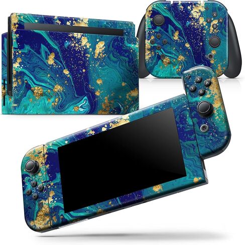 Design Skinz - متوافق مع Nintendo DSi XL - غطاء حماية من الفينيل مقاوم للخدش وقابل للإزالة - زيت أزرق مخضر متقشر ذهبي in Saudi Arabia