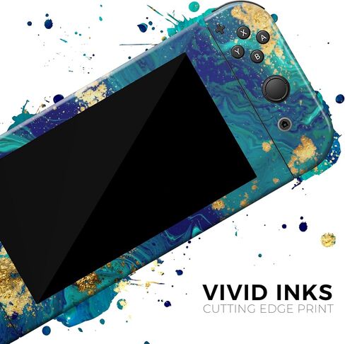 Design Skinz - متوافق مع Nintendo DSi XL - غطاء حماية من الفينيل مقاوم للخدش وقابل للإزالة - زيت أزرق مخضر متقشر ذهبي in Saudi Arabia
