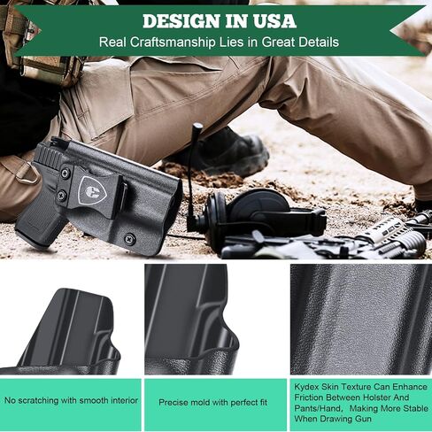 Glock 42 Holster، IWB Kydex Holster يناسب: Glock 42 .380 Pistol، داخل حزام الخصر المخفي Carry Holster G42، Adj. الاحتفاظ غير القابل للنقر والنقر، خيار اليد اليمنى/اليسرى in Saudi Arabia