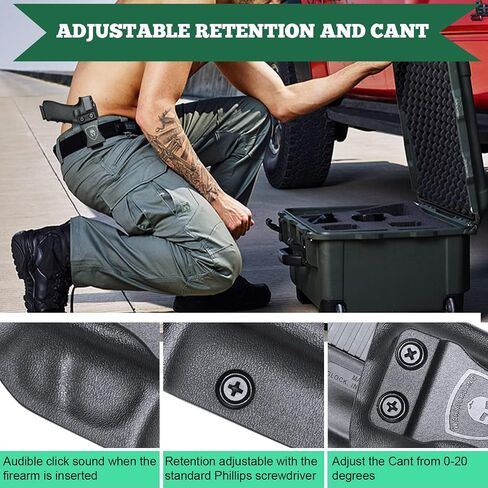 Glock 42 Holster، IWB Kydex Holster يناسب: Glock 42 .380 Pistol، داخل حزام الخصر المخفي Carry Holster G42، Adj. الاحتفاظ غير القابل للنقر والنقر، خيار اليد اليمنى/اليسرى in Saudi Arabia