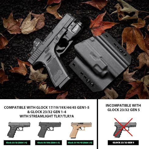 WARRIORLAND OWB Kydex Holster Optic Cut Compatible with Glock 17 G19 G44 G45 GEN 1-5 G23 G32 Gen 3-4 w/TLR-7 TLR-7A, Outside Waistband Carry Holster G19 TLR 7, Adj. Carry Position, Right Hand in Saudi Arabia