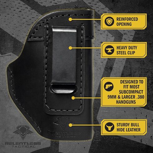 The Defender Leather IWB Holster - Made in USA - Fits Glock 42 | Sig P365 | Ruger LC9, LC9s | Kahr CM9, MK9, P9 | Springfield Hellcat and More in Saudi Arabia