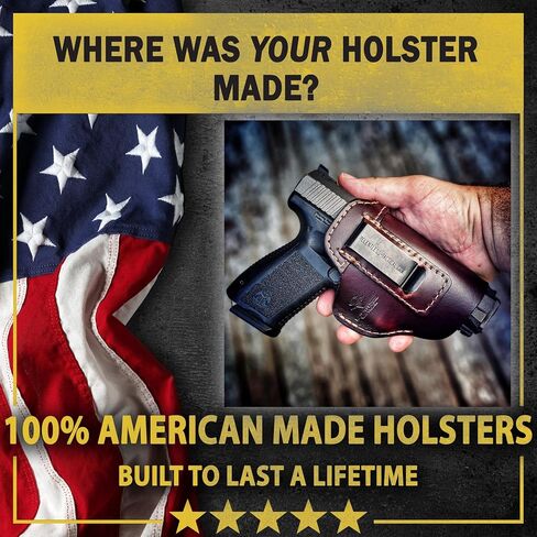 The Defender Leather IWB Holster - Made in USA - Fits Glock 42 | Sig P365 | Ruger LC9, LC9s | Kahr CM9, MK9, P9 | Springfield Hellcat and More in Saudi Arabia
