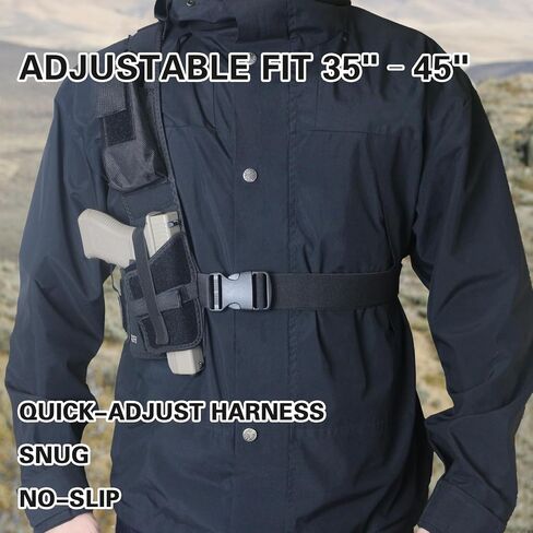 Universal 1911 Shoulder Holster for Men, Right Hand Chest Pistol Holster with Extra Storage Pouch, Adjustable Harness for Hiking, Hunting,Running in Saudi Arabia
