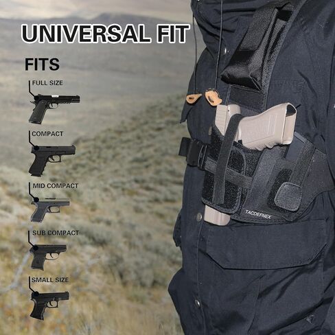 Universal 1911 Shoulder Holster for Men, Right Hand Chest Pistol Holster with Extra Storage Pouch, Adjustable Harness for Hiking, Hunting,Running in Saudi Arabia