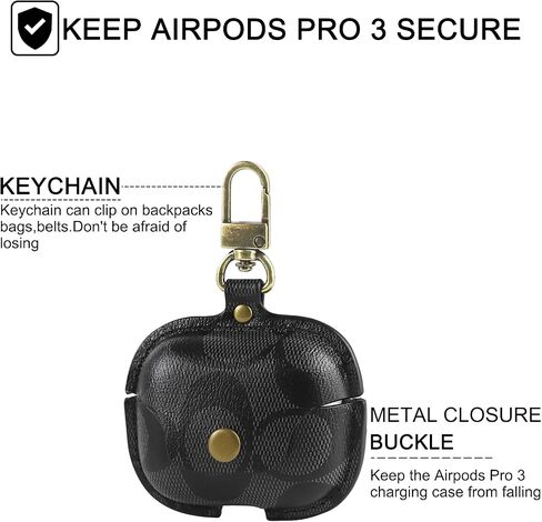غطاء حافظة لجهاز AirPods Pro الجيل الثالث، غطاء حماية مقاوم للصدمات لكامل الجسم من الجلد الفاخر لهاتف AirPods Pro 3 Gen للنساء والرجال (B) in Saudi Arabia