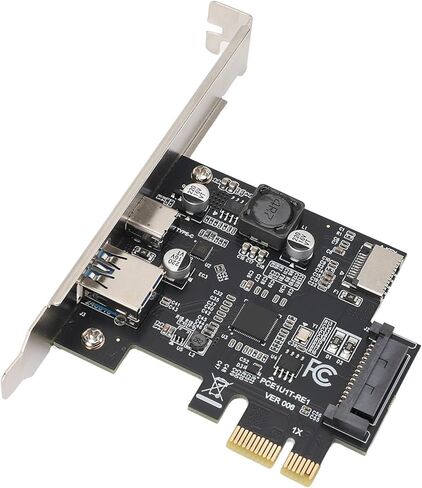 بطاقة توسيع Dpofirs PCIE 1X إلى النوع C، بطاقة توسيع PCIE 1X إلى USB 3.2 GEN1 ثابتة وتشغيل 5 جيجابت في الثانية للكمبيوتر المكتبي in Saudi Arabia