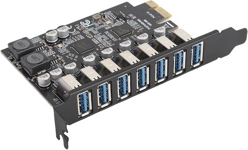 GOWENIC USB3.2 GEN1 7 منافذ بطاقة توسيع PCIe، USB3.2 GEN1 7 منافذ بطاقة توسيع PCIe، موصل بطاقة PCIe USB 3.2 Gen1 بطاقة المحور الداخلي، محول وحدة تحكم محور UASP عالي السرعة لـ in Saudi Arabia