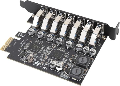 GOWENIC USB3.2 GEN1 7 منافذ بطاقة توسيع PCIe، USB3.2 GEN1 7 منافذ بطاقة توسيع PCIe، موصل بطاقة PCIe USB 3.2 Gen1 بطاقة المحور الداخلي، محول وحدة تحكم محور UASP عالي السرعة لـ in Saudi Arabia