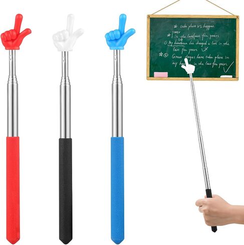 3 Pcs Pointer Finger Stick, Multipurpose Teacher Pointer Stick, Extendable Classroom Pointer and Finger Pointer Stick for School Presentations & Interactive Learning (Red Black Blue) in Saudi Arabia