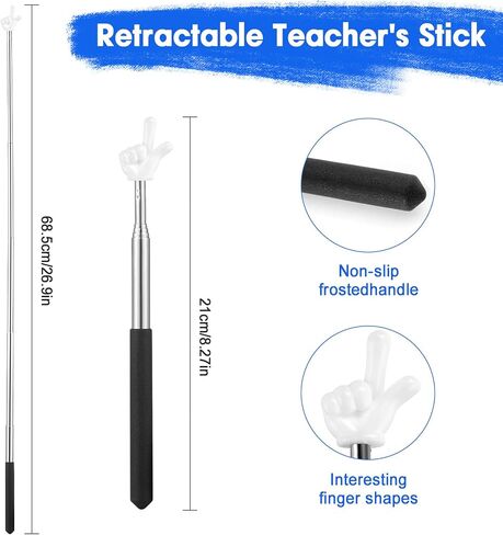3 Pcs Pointer Finger Stick, Multipurpose Teacher Pointer Stick, Extendable Classroom Pointer and Finger Pointer Stick for School Presentations & Interactive Learning (Red Black Blue) in Saudi Arabia
