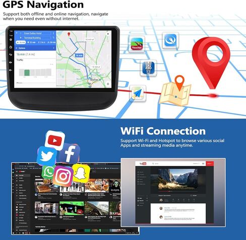 2G + 64G ستيريو سيارة لعام 2018 2019 2020 راديو شيفروليه تشيفي إكوينوكس مع CarPlay اللاسلكي Android Auto، شاشة لمس 10 بوصات راديو السيارة Android مع GPS Bluetooth WiFi RDS FM HD كاميرا احتياطية (عالية الجودة) in Saudi Arabia