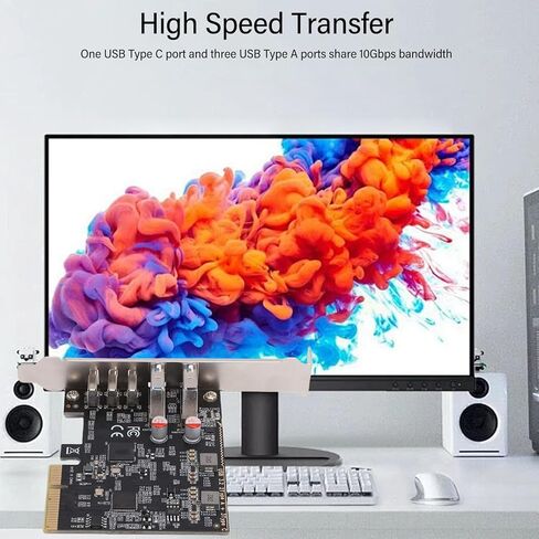 بطاقة Yoidesu PCIE USB C 3.2 Gen 2 مع عرض نطاق ترددي 10 جيجابت في الثانية، و5 منافذ USB (3 منافذ من النوع C و2 منافذ من النوع A)، ومحول PCI Express 3.0 X4 لسطح المكتب in Saudi Arabia