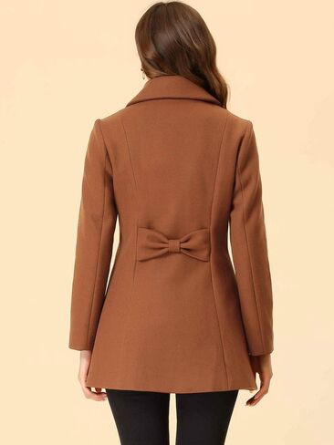 Allegra K Women's Single Breasted Turndown Collar Overcoat Vintage Winter Coat with Pockets in Saudi Arabia
