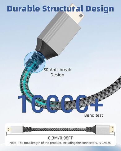 Micro Hdmi to Mini Hdmi Cable 4K@60Hz,Mini Hdmi Male to Micro Hdmi Male 2.0 Braided Cable,18Gbps Type D Hdmi to Type C Hdmi Cable for 4K HDTV,Monitor,Media(0.3M/0.98FT) in Saudi Arabia