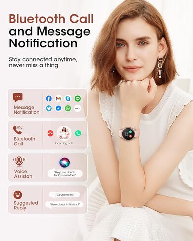 ساعات ذكية للرجال/النساء، ساعة ذكية عالية الدقة 1.26 بوصة لهواتف Android وiPhone (إجراء/الرد على المكالمات)، ساعة لياقة IP68 للنساء/الرجال مع أكثر من 110 أوضاع رياضية، مراقب معدل ضربات القلب، متتبع النوم، هدية in Saudi Arabia