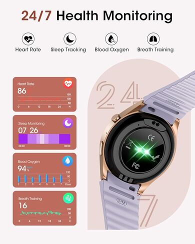 ساعات ذكية للرجال/النساء، ساعة ذكية عالية الدقة 1.26 بوصة لهواتف Android وiPhone (إجراء/الرد على المكالمات)، ساعة لياقة IP68 للنساء/الرجال مع أكثر من 110 أوضاع رياضية، مراقب معدل ضربات القلب، متتبع النوم، هدية in Saudi Arabia