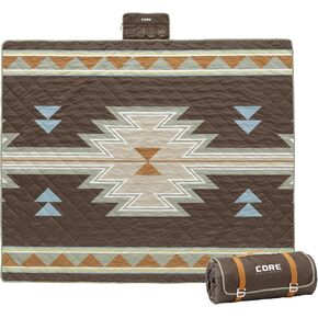 بطانية مرجحة للأماكن الخارجية من كور | بطانية نزهة مقاومة للماء قابلة للتعبئة، سجادة للشاطئ، سجادة للتخييم، وبطانية الاستاد | تصميم لحاف كبير محمول مقاس 94 × 78 بوصة مع أشرطة مدمجة ومقبض للحمل in Kuwait