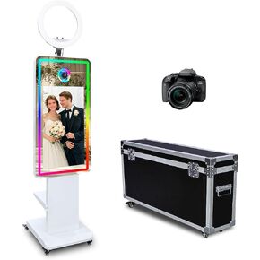 Portable Mirror Photo Booth Machine with 32inch Touch Screen Selfie Photo Booth Machine with RGB Light and Flight Case for Events (Machine+Camera+Printer) in Kuwait
