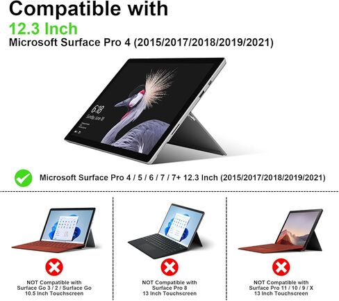 حافظة لجهاز Microsoft Surface Pro 9/10/11 مقاس 13 بوصة 2022/2024 غطاء حماية من الجلد الأصلي متوافق مع لوحة المفاتيح وحامل القلم الرصاص. بني in Kuwait