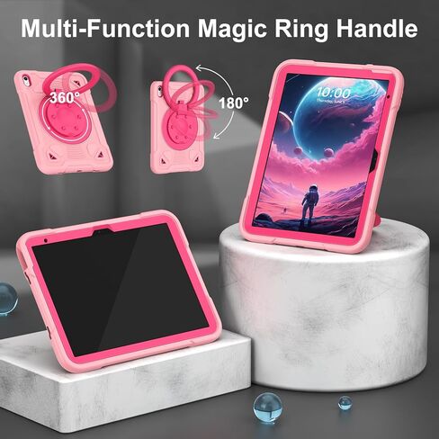 حافظة لجهاز iPad (A16) الجيل الحادي عشر 11 بوصة 2025/الجيل العاشر 10.9 بوصة 2022 مع واقي شاشة وحامل دوار 360 درجة | حزام الكتف | حامل القلم الرصاص | الغطاء الواقي | أسود + أزرق in Kuwait